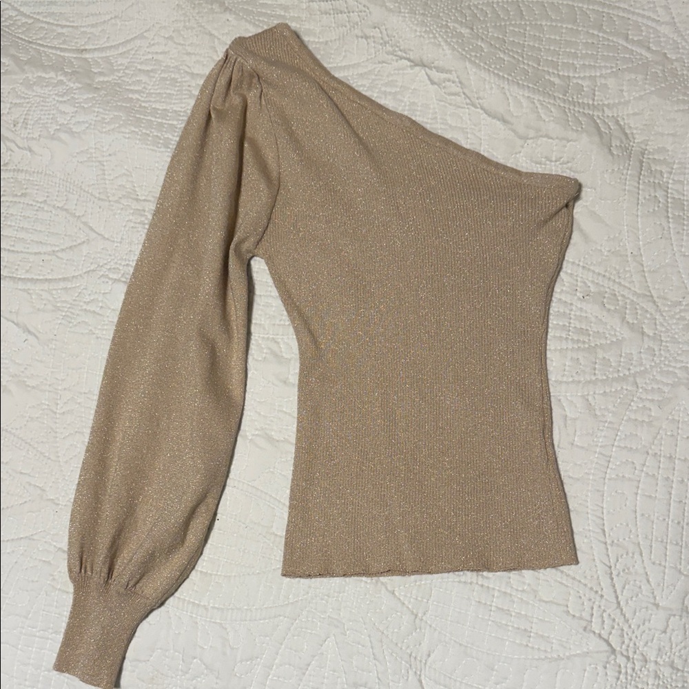 Heartloom Off-the-Shoulder Beige Sweater